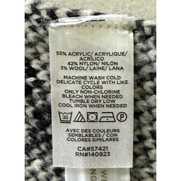 Loft Women’s Nordic Geometric Knit Oatmeal Poncho Open Front Cape Fair Isle XS/S - Picture 7 of 7